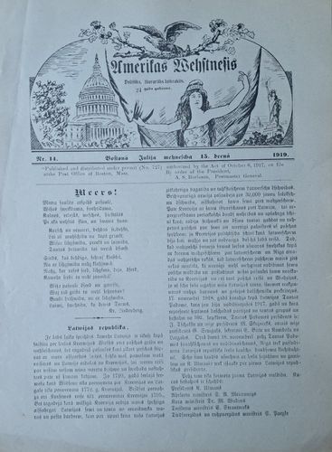 Amerikas vēstnesis Nr. 14 1919