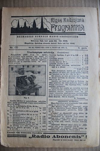 Rīgas Radiofona Programma. 1933 g. Nr.  170