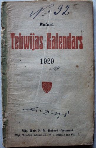 Kukura Tēvijas kalendars 1929. g.