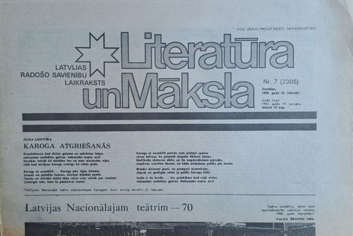 Literatūra un Māksla Nr. 7 18/02/1989