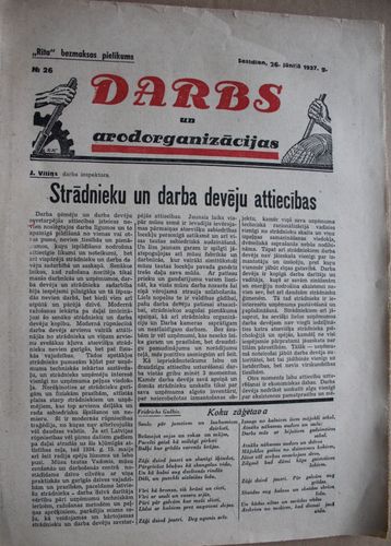 Darbs un Arodorganizācijas.  1937g. Nr. 26