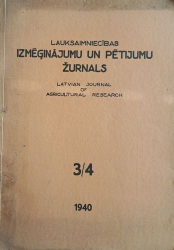 Lauksaimniecības izmēģinājumu un pētījumu žurnāls 3/4/1940