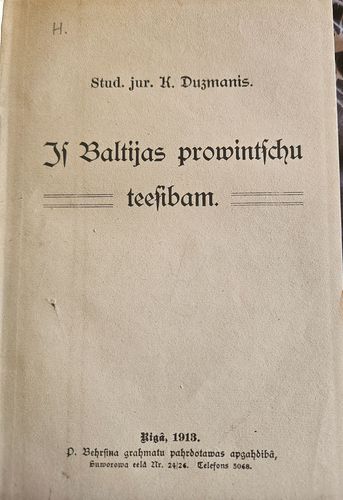 Iz Baltijas provinču tiesībām 