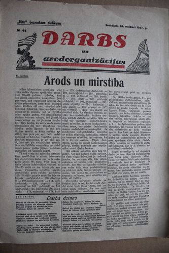 Darbs un Arodorganizācijas.  1937g. Nr.44