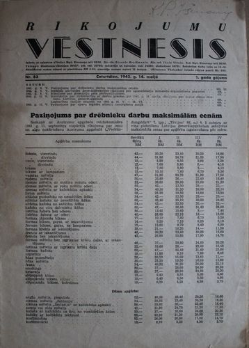 Rīkojumu Vēstnesis.1942 g.Nr. 83