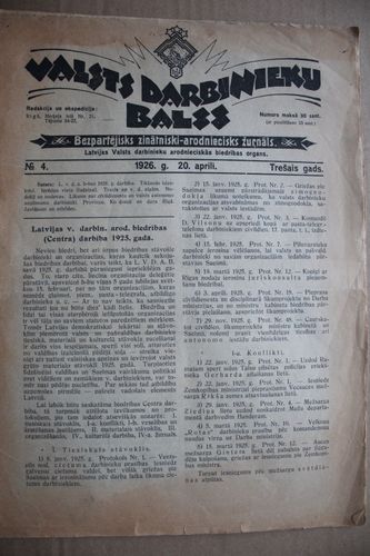 Valsts Darbinieku Balss. 1926g. Nr.4