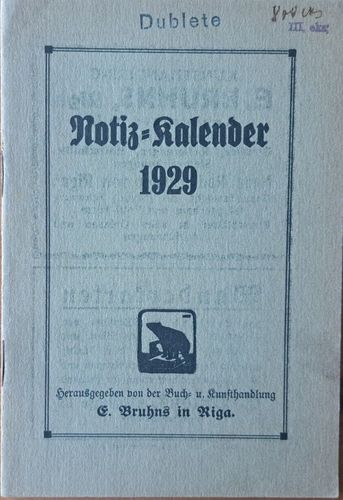 Notiz Kalender 1929