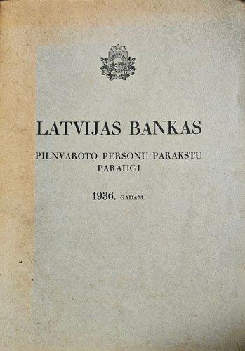 Latvijas Bankas pilvaroto personu parakstu paraugi 1936. gadam