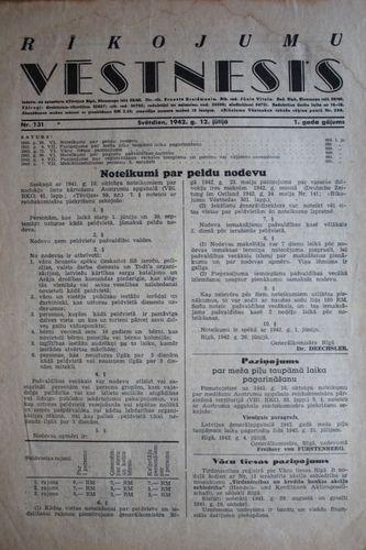 Rīkojumu Vēstnesis.1942 g. Nr. 131