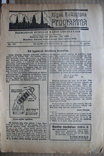 Rīgas Radiofona Programma. 1933 g. Nr.171