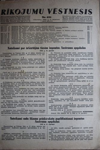 Rīkojumu Vēstnesis.1942 g. Nr. 276