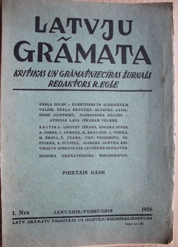 Latvju Grāmata. 1926g. Nr. 1