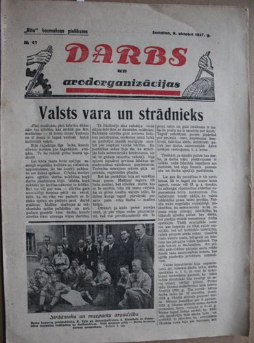Darbs un Arodorganizācijas.  1937g. Nr.41