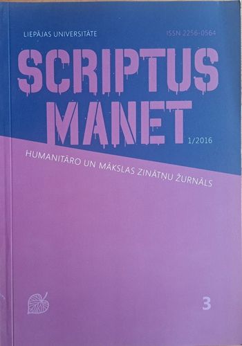 Scriptus Manet : humanitāro un mākslas zinātņu žurnāls Nr. 3